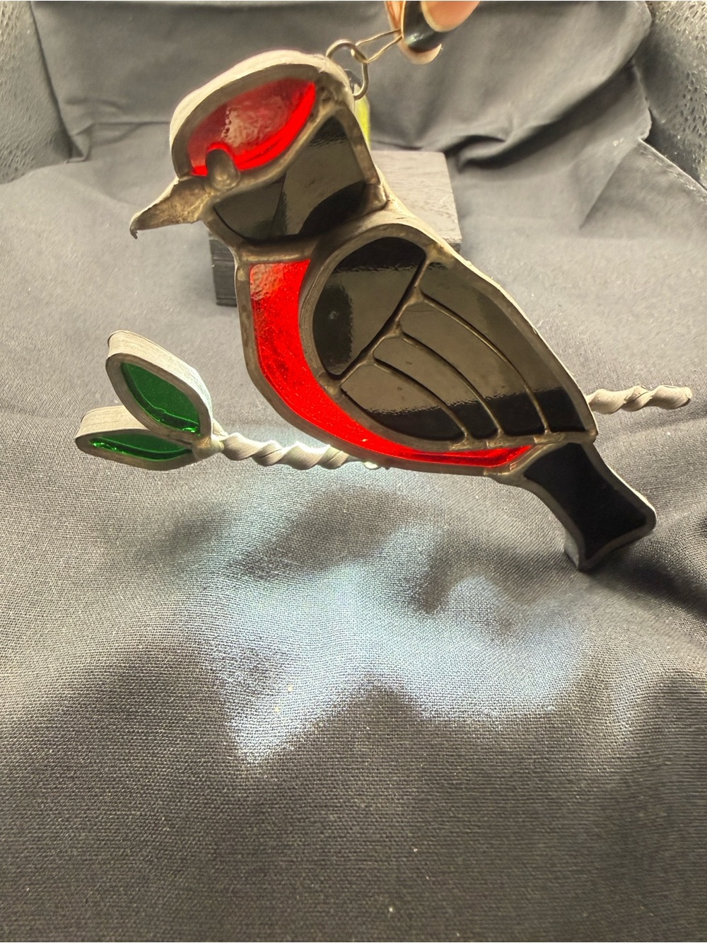 Vintage Stained Glass Cardinal Suncatcher